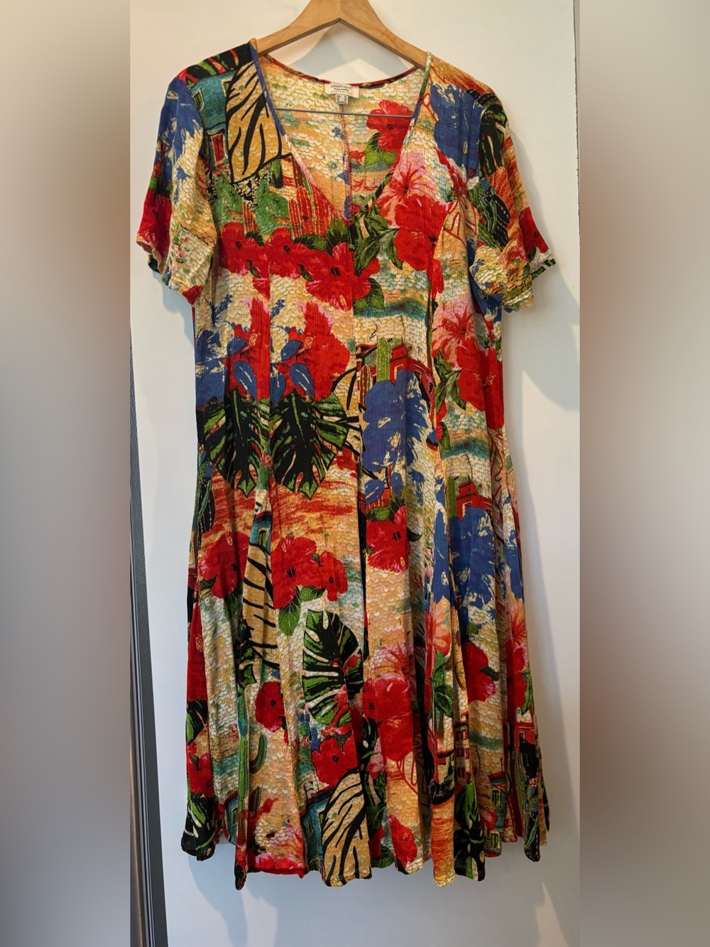 Orientique Naturally Australian floral printed rayon dress size XL as new!
